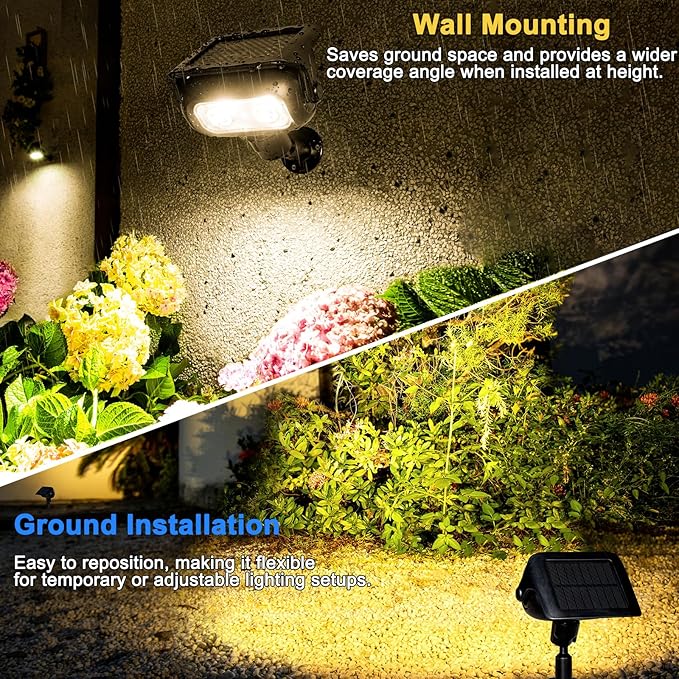 CREATESTAR Solar Landscape Spotlights Outdoor for Garden Ambience, Warm White LED Spot Lights for Tree, Flag Lighting, Adjustable Solar Uplights, Auto On/Off Dusk to Dawn
