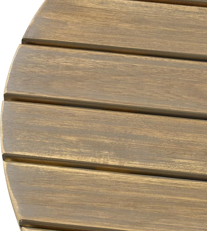 Outdoor Round Side Table, 16" Wood Patio Table Small End Table Patio Side Tables for Backyard Porch Deck Yard Garden (Grey)