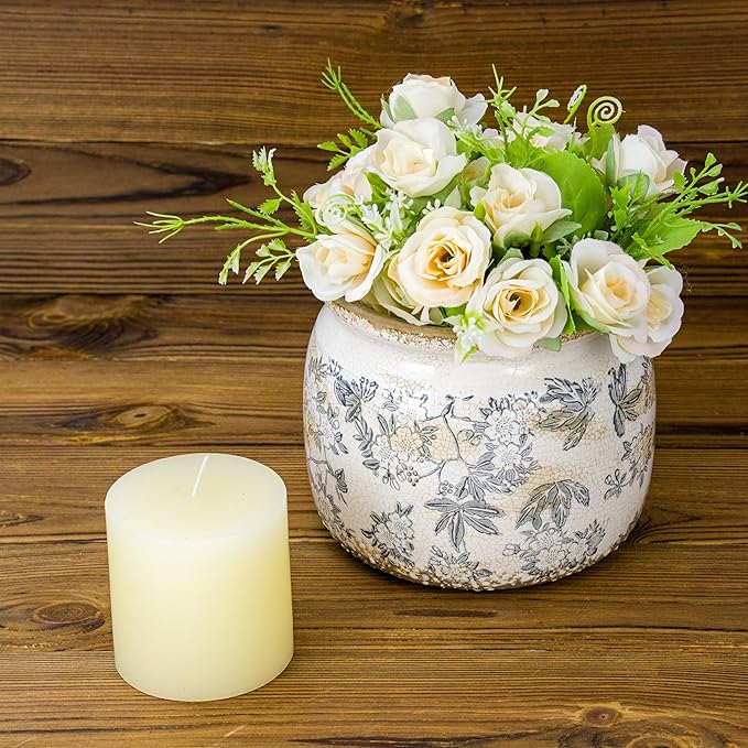 Dosayes Vintage Ceramic Ice Crack Flower Pot with Drainage Holes, Country Rustic Planters for Indoor and Outdoor,Tuscan Decor,Home,Living Room, Garden Decor, Gardening Gift (Farmhouse)