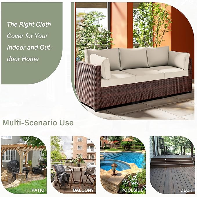8 pcs Outdoor Cushion Slipcovers Outdoor Patio Cushions Covers Replacement Waterproof with Zipper w/3 Seat Cushion Covers and 5 Backrest Pillow Covers, Covers Only
