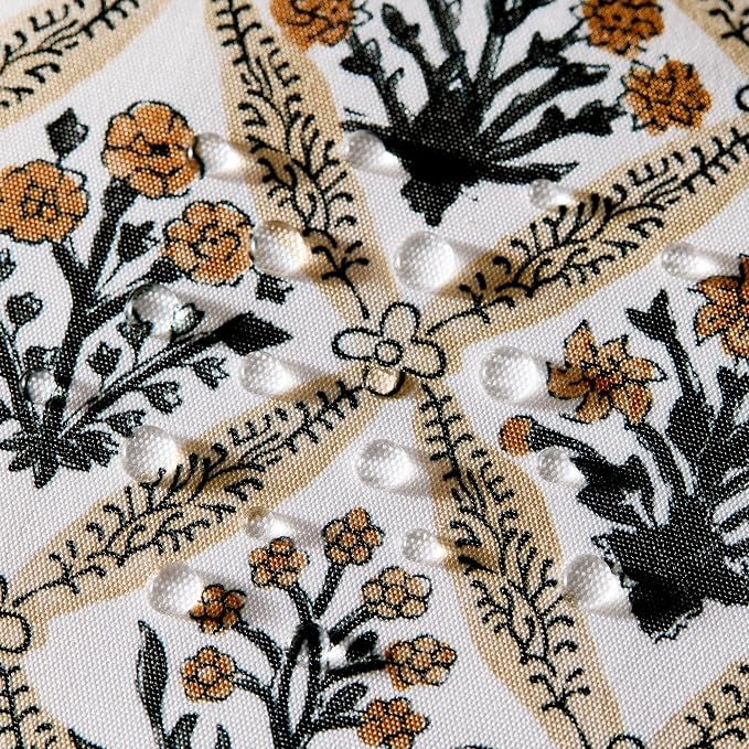 Allorry Floral Outdoor Pillow Covers 16x16 Brown Outdoor Waterproof Decor | Set of 2 Vintage Floral Block Print Pillow Cover,Farmhouse Boho Decorative for Spring Summer Outdoor Sofa Bedroom Decor