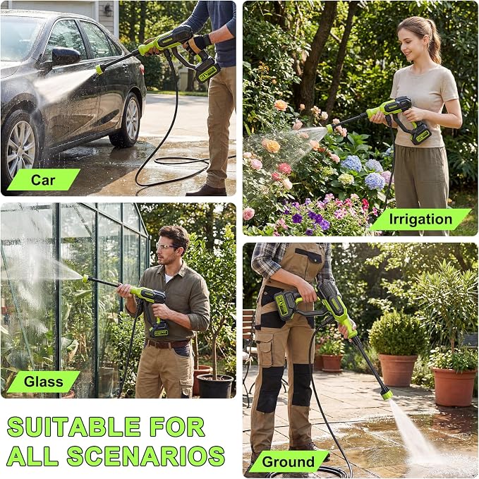 Cordless Portable Washer, Handheld Washer with 3 Adjustable Modes, 23FT High-Elastic Hose & 6-in-1 Nozzle, Suitable for Car, Garden, Patio and Home Cleaning