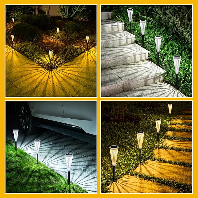Hollow Solar Garden Lights Outdoor Landscape Courtyard Atmosphere Decorative Ground-Mounted Lawn Lights Solar Pathway Lights 4 Pack