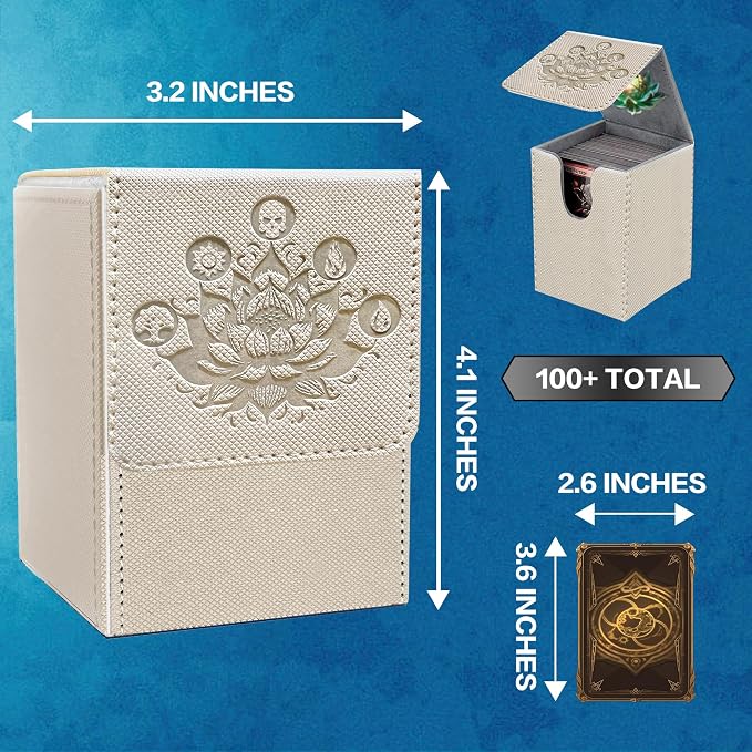 PROMAXIBINDER MTG Commander Deck Box - Fits 100+ Cards, Strong Magnet Closure, PU Leather Magic Gathering Deck Box for TCG, CCG, MTG Cards (Grey)