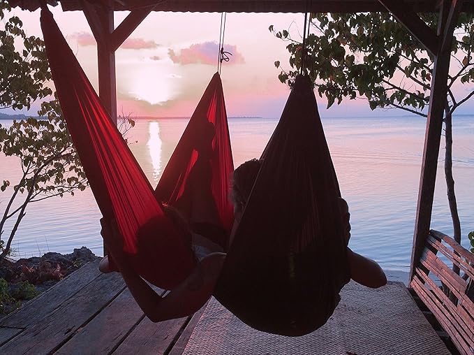 Hammock Bliss Tandem - One Hammock with Two Separate Spaces Allows Two People to Hang Together in Bliss - Great for Couples Or Create Double Layer Hammock