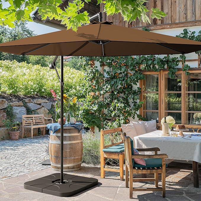 Greesum 9FT Patio Umbrella, Outdoor Table Umbrella with Push Button Tilt, Crank and 8 Sturdy Ribs for Garden, Lawn, Backyard & Pool
