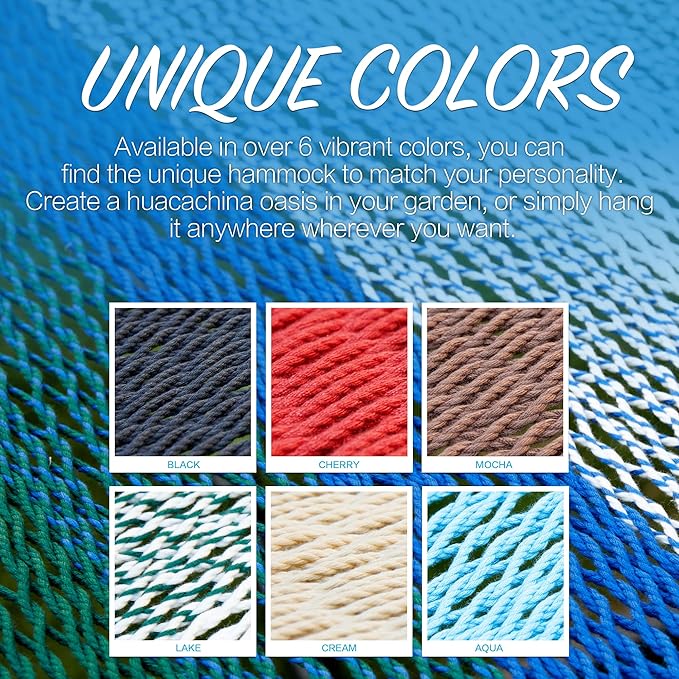 PNAEUT Double Rope Hammocks for Outside, Handwoven Double Caribbean Hammock with Spreader Bar for Outdoor Indoor, Max 600 lbs Capacity (Aqua)