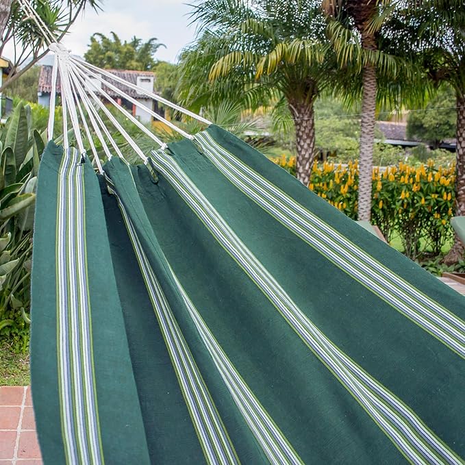NOVICA Sage Green Striped Fabric 1 Person Brazilian Style Hammock, Laurel Green' (Single)