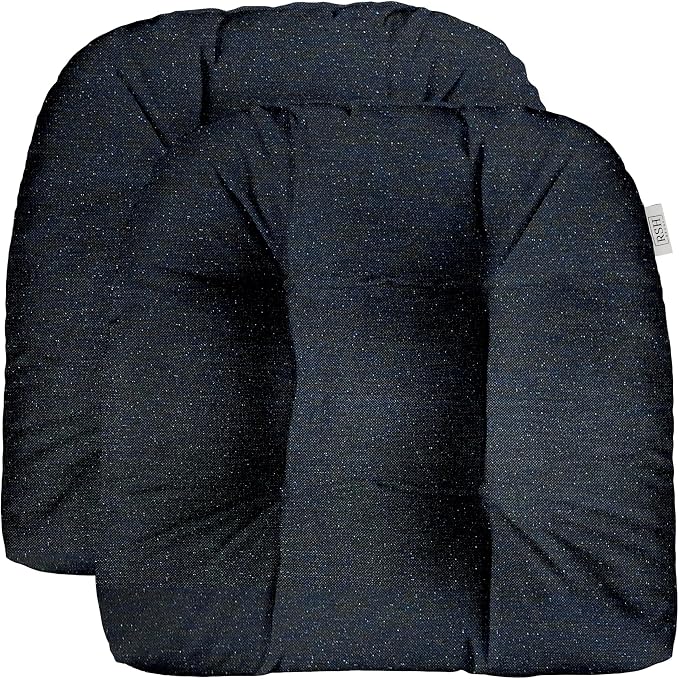 RSH DECOR: Sunbrella Tufted Wicker U-Shape Cushions Set of 2 | 22” x 22” | Outdoor Seat Cushions for Patio Furniture| Water & Fade Resistant Fabric | Made in USA (Sparkle Navy Denim)
