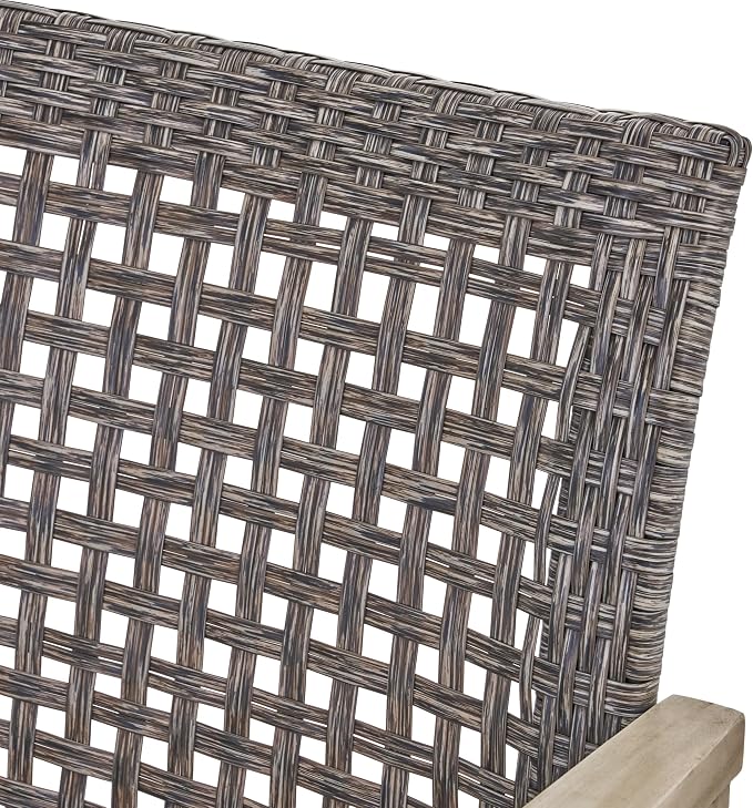 Christopher Knight Home Hampton Outdoor 3 Piece Acacia Wood and Wicker Conversation Set with Club Chairs and Side Table, 28.25 "W x 31 "D x 31.5 "H, Mixed Black + Weathered Gray