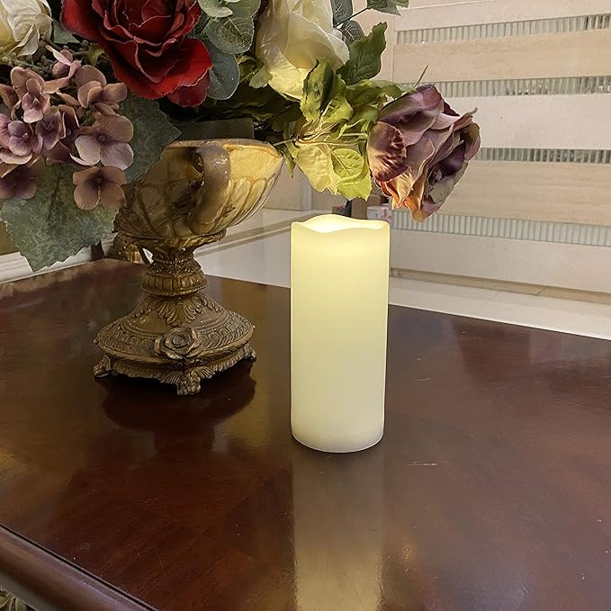 2 Pack Outdoor Flameless Pillar Candles with Remote and Timer Waterproof Battery Operated Electric LED Candle Set for Gift Home Décor Party Wedding Supplies Garden Christmas Decoration, 3” x 7”