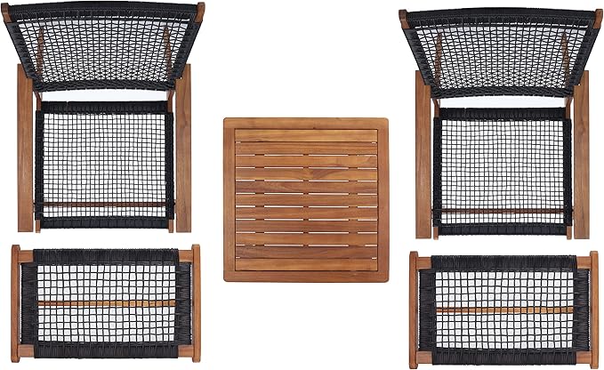 SAFAVIEH Outdoor Collection Chantelle Natural/Black Woven 5-Piece Patio Set