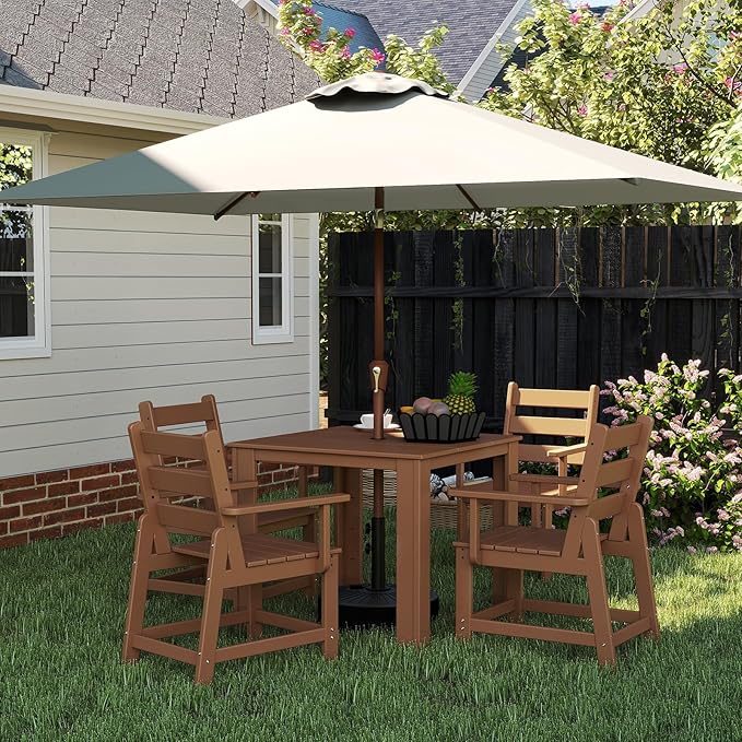 BRIOPAWS 6.5X10 FT Rectangular Patio Umbrella with Base Included | Rectangle Outdoor Umbrellas | 6 Sturdy Steel Ribs | Push Button Tilt & Crank | Heavy Duty for Garden Lawn Deck Backyard Pool |