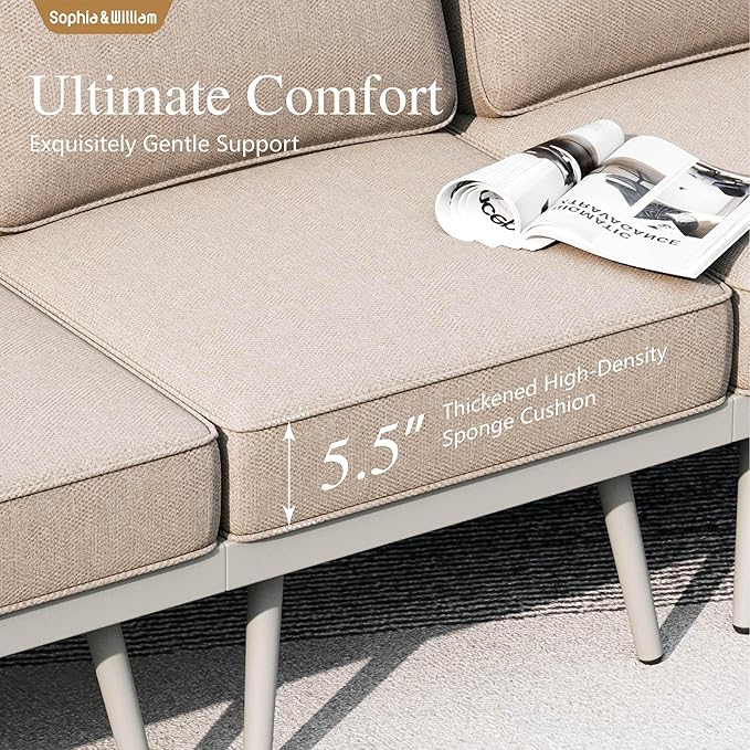 Sophia & William 8-Piece Patio Furniture Set, Outdoor Sectional Furniture with Classic Rope PE Rattan and Coffee Table, All-Weather Conversation Set with Anti-Rust Frame and Olefin Cushions