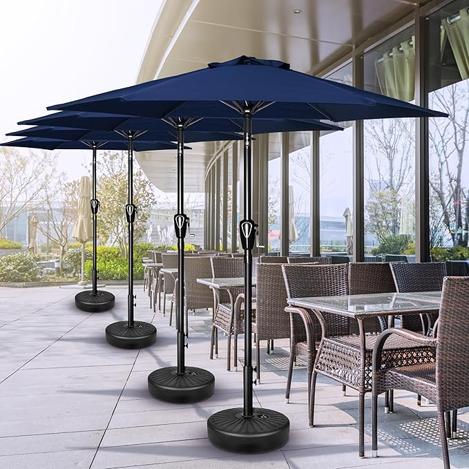 Simple Deluxe 2 Pack 7.5' Patio Umbrella Outdoor Table Market Yard Umbrella with 6 Sturdy Ribs for Backyard, Pool, Garden, Deck, Dark Blue