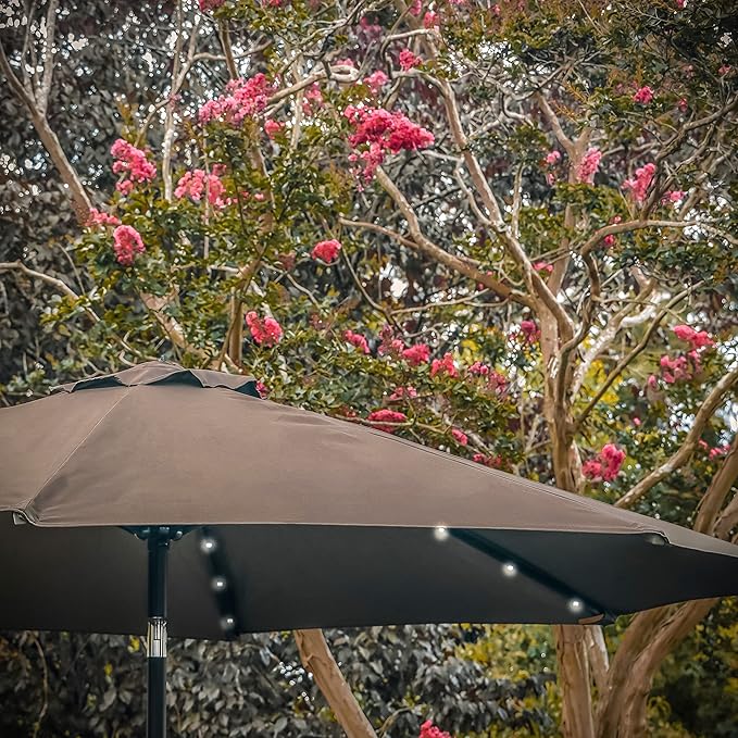 Trademark Innovations Deluxe Solar Powered LED Lighted Patio Umbrella - 9'