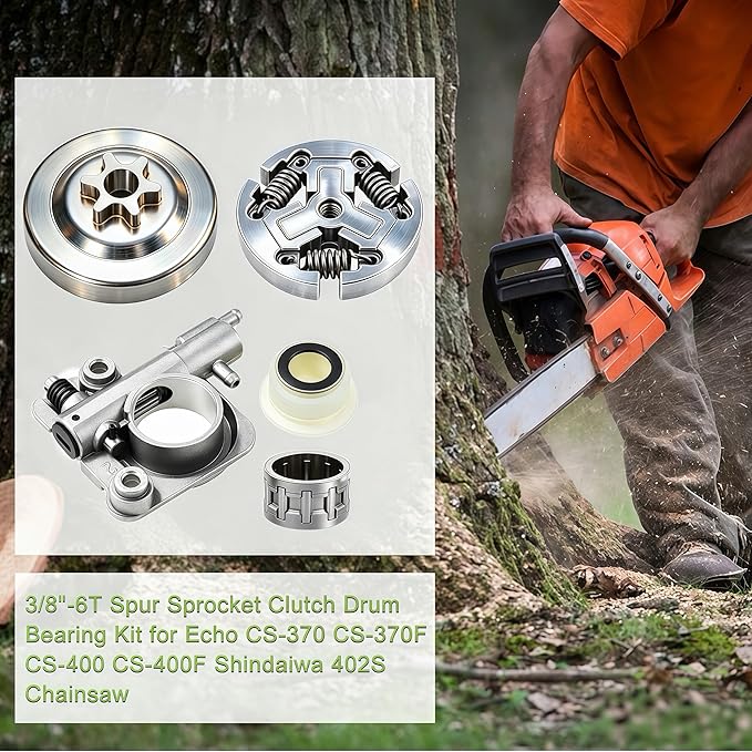 3/8"-6T CS-400 Sprocket Clutch Drum Kit with P021001980 Oil Pump for Echo CS-370 CS-370F CS-400 CS-400F Chain Saw Parts, CS-370 CS-400 Chainsaw Sprocket & CS-400 Auto Oiler Assembly for A556000401
