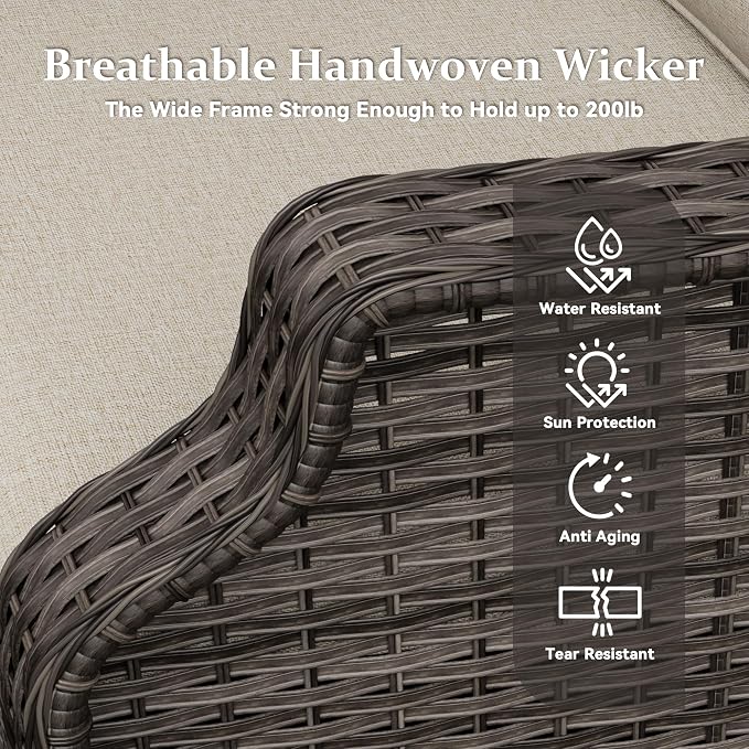 Outdoor Patio Loveseat, All-Weather 2-Seater Wicker Loveseat with Cushions, Outdoor Patio Love Seat Sofa for Garden, Balcony and Deck