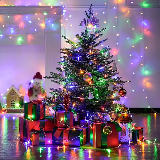 JMEXSUSS Connectable 91.5ft 250 LED Multicolor Christmas Lights Indoor | Christmas Lights Outdoor Waterproof, 8 Modes String Light Plug in for Wedding Party Garden Decorations