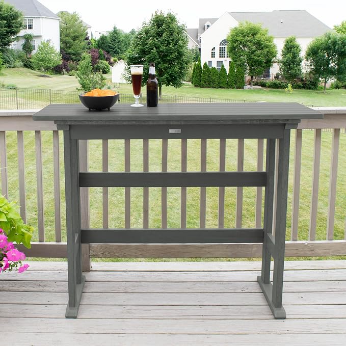 highwood AD-TBL-KS3-CGE Lehigh Bar Height Balcony Table, Coastal Teak