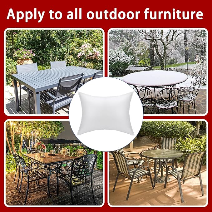 Adnee 46 x 37 Inch Patio Furniture Cover Airbag-Rectangle PP Patio Table Cover Air Pillow-Inflatable Outdoor Furniture Cover Support Prevents Leaves,Water and Snow Pooling