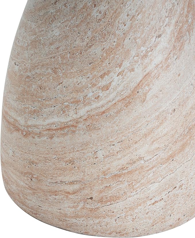 Outdoor Side Table Faux Marble End Table Faux Stone Side Tables Travertine Small Coffee Tables for Indoor Outdoor, Garden Stool Plant Stand for Porch, Backyard Patio, 20"*23*-Beige