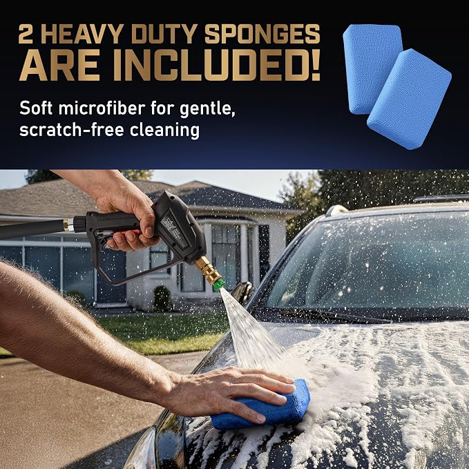 Wild Cricket Tools® Short Pressure Washer Gun 5000 PSI, 3/8" QC & M22-14mm Inlet | 5 Nozzles, 360° Swivel, Lockable Trigger | Fits Electric & Gas Pressure Washers - NOT for Garden Hoses