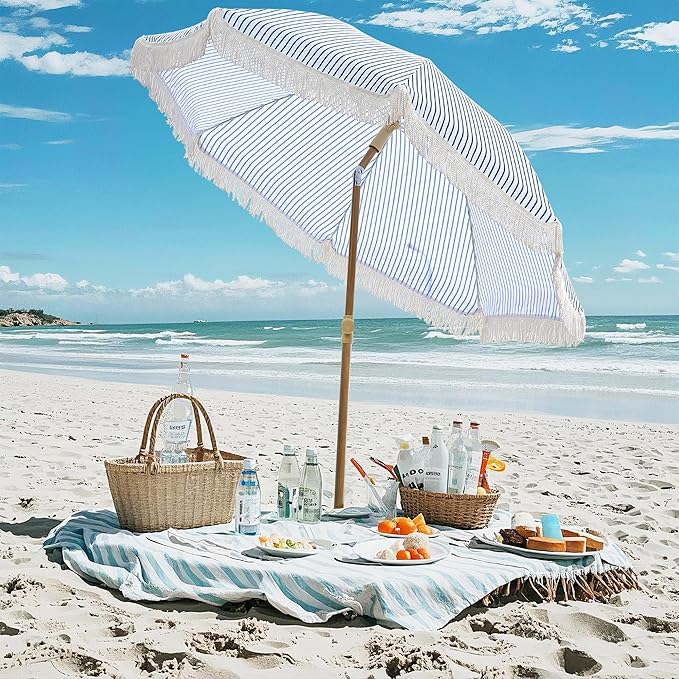 Aohanoi Outdoor Umbrella - Sun Protection, Rain Resistant, Windproof with Manual Open-Close Feature - Ideal for Beach, Camping, and Picnics