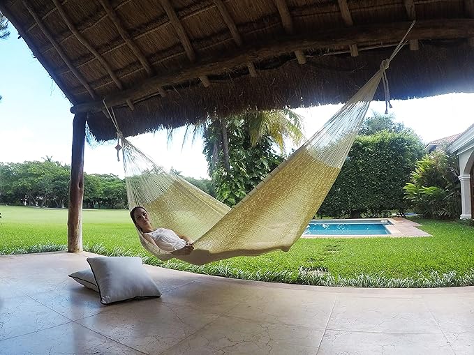 Traditional Maya Hammock -Natural Hammock (Large) - Thick Nylon Thread