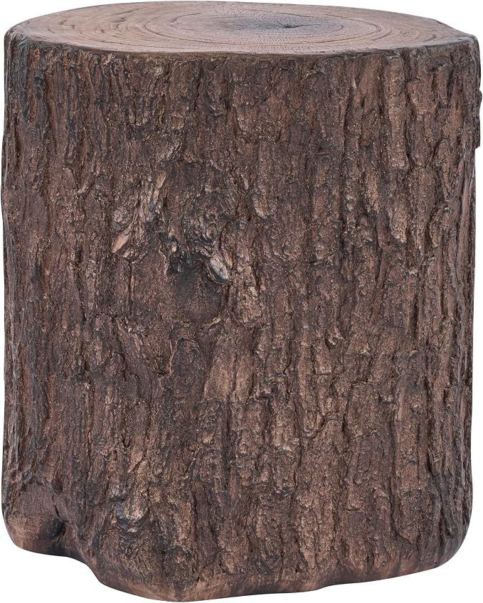 Christopher Knight Home Lomlyn Outdoor Tree Stump Side Table, Lightweight Concrete End Table, Accent Table with Natural Wood Form, Decorative Small Coffee Desk for Living Room Patio Balcony, Brown