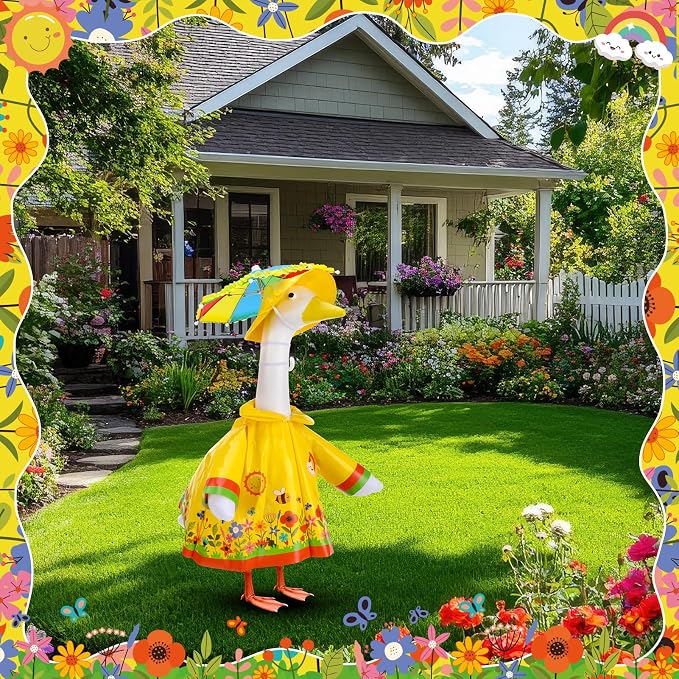 Porch Goose Outfit Summer Hawaiian Fishing Porch Goose Outfit Clothes Costume for 23 In Statue Garden Yard Decor