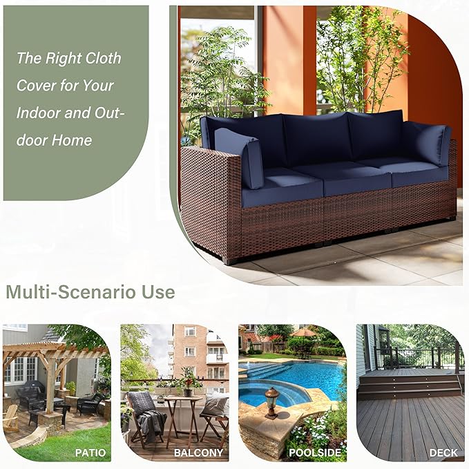8 pcs Outdoor Cushion Slipcovers Outdoor Patio Cushions Covers Replacement Waterproof with Zipper w/3 Seat Cushion Covers and 5 Backrest Pillow Covers, Covers Only