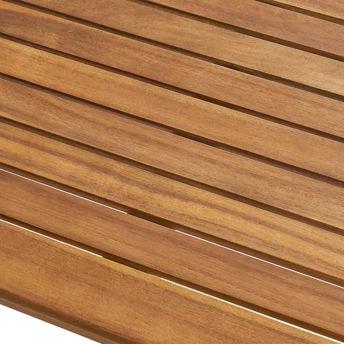 Polaris Outdoor Minimalist Acacia Wood Rectangle Bar Table - Teak Finish