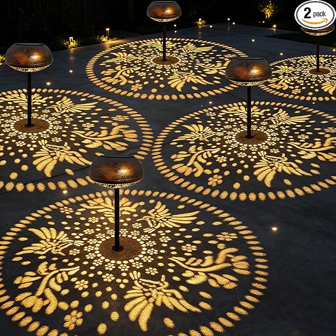 2 Pack Solar Pathway Lights Outdoor, LED Warm White Solar Garden Lights for Garden, Yard, Path, Lawn, Driveway Walkway Decor & Landscape Lighting