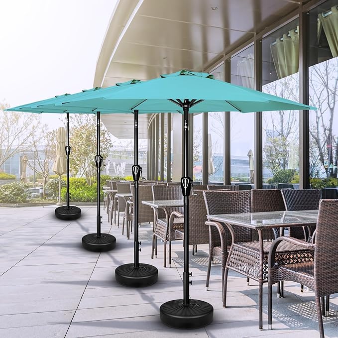 Simple Deluxe 7.5' Patio Umbrella Outdoor Table Market Yard Umbrella with 6 Sturdy Ribs for Backyard, Pool, Garden, Deck, Turquoise