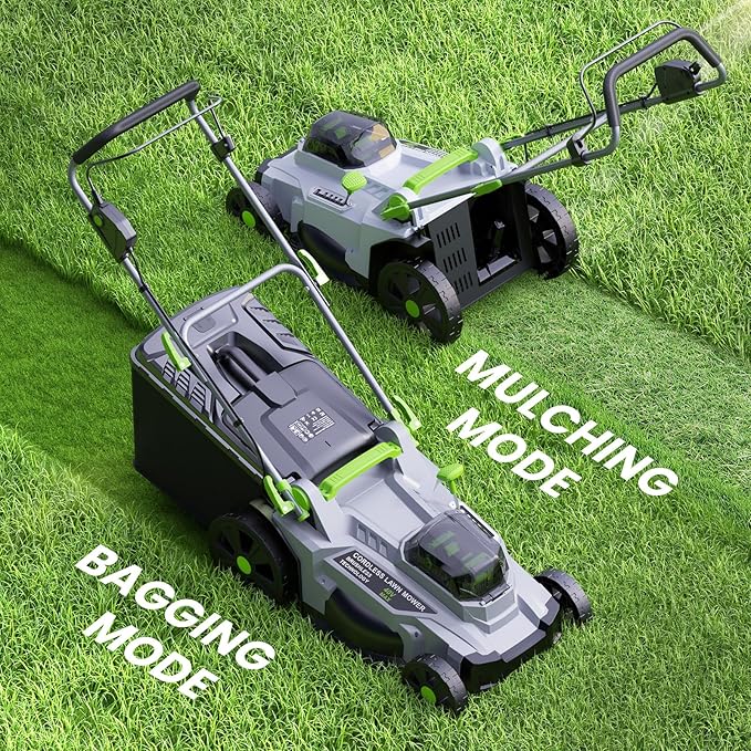 40V Cordless Lawn Mower, 17" Walk Behind Electric 4.0 Ah Battery Powered Lawnmower, with 50L Grass Bag, Brushless Motor, 6 Adjustable Cutting Heights, for Garden/Patio/Yark/Lawn