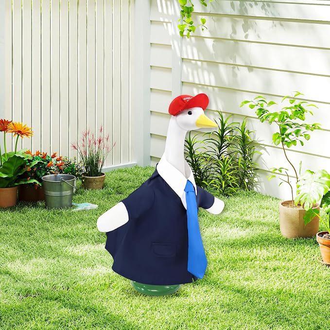 4 Pcs Porch Goose Outfits, for 23-28 Inch Porch Goose | ,Patriotic Costume for Plastic/Cement Statue for Outdoor Courtyard Garden Terrace Art Decoration (Blue, 23-28IN)