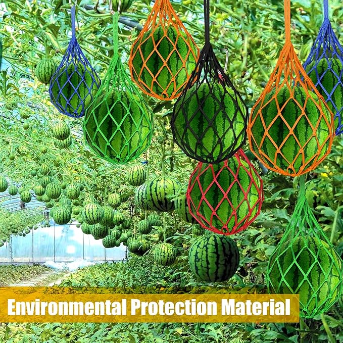12 Pack Melon Hammocks Cradles, Melon Hammock for Trellis Heavy Duty Watermelon Nets with Hooks (Green)