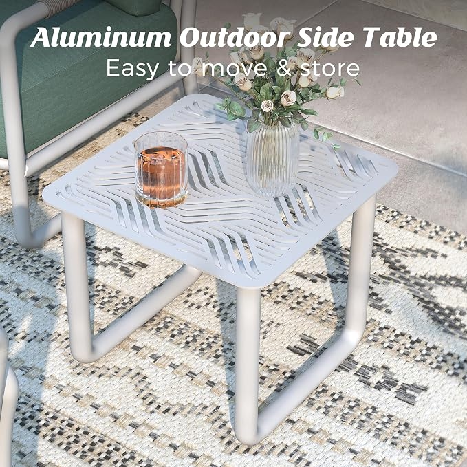 Outdoor Aluminum Patio Furniture Set with with 6.5" Thick Cushions,6-Piece Outdoor Sectional Conversation Set with Coffee Tables,All-Weather Patio Set for Backyard & Deck，White