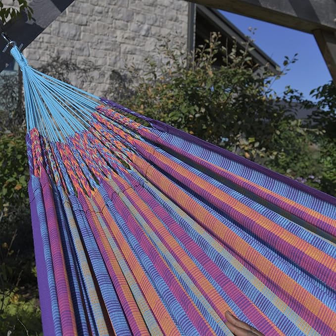 Vivere Latin Hammock Collection – Vibrant 100% Cotton Double Hammock, Supports 2 Adults - 450 lb Capacity (Bella Vida)