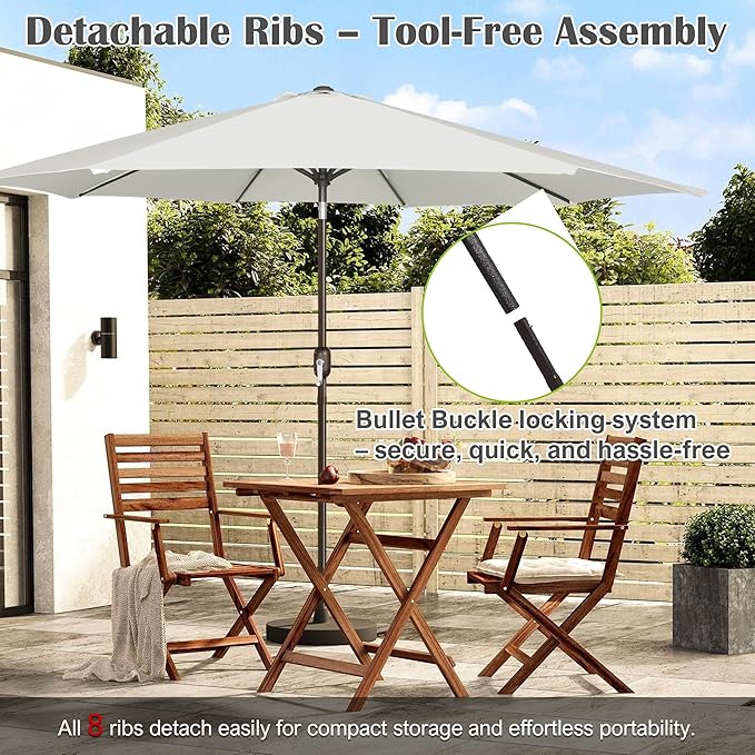 Blissun 10FT Outdoor Patio Umbrella, Outdoor Table Umbrella, Yard Umbrella, Market Umbrella with 8 Sturdy Ribs, Push Button Tilt and Crank