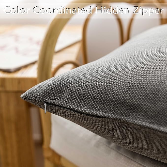 Home Brilliant Outdoor Euro Shams Set Throw Pillows Covers 20x20 Grey Couch Pillow Covers Decorative Pillowcase, 20inch, 50cm, Pack of 4, Light Grey