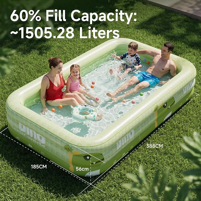 Extra-Large Inflatable Pool for Kids and Adults-152" X 72" X 23" Full-Sized Inflatable Swimming Pool Leakproof Blow Up Pool Above Ground for Backyard, Outdoor, Garden, Summer Water Party