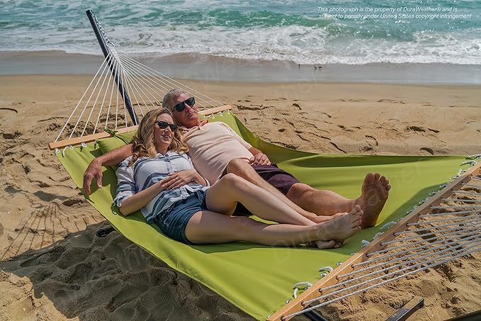 Classic All-Weather Outdoor Hammock with Pillow Sunbrella® Fabric Deluxe Size (Spectrum Kiwi (#48023-0000))