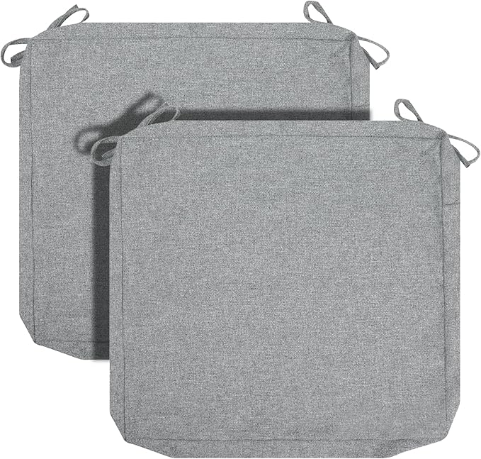 FUNHOME Patio Cushion Covers 22 x 20 x 4 Inch, No Insert! 2 Pack Water Repellent Outdoor Chair Seat Cushion Slip Covers with Zipper and Tie, Replacement Cover Only(Light Grey)