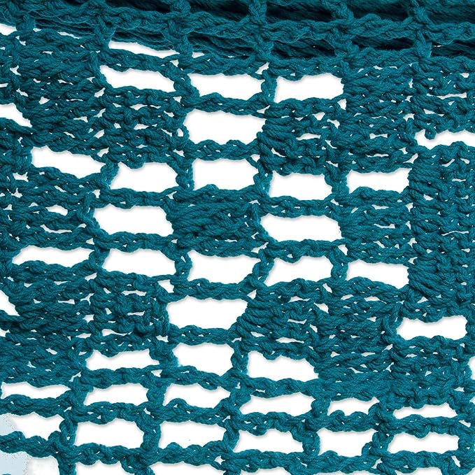 NOVICA Handmade Cotton Rope Hammock Teal Double from Mexico Solid Maya 'Veranda in Teal'Double