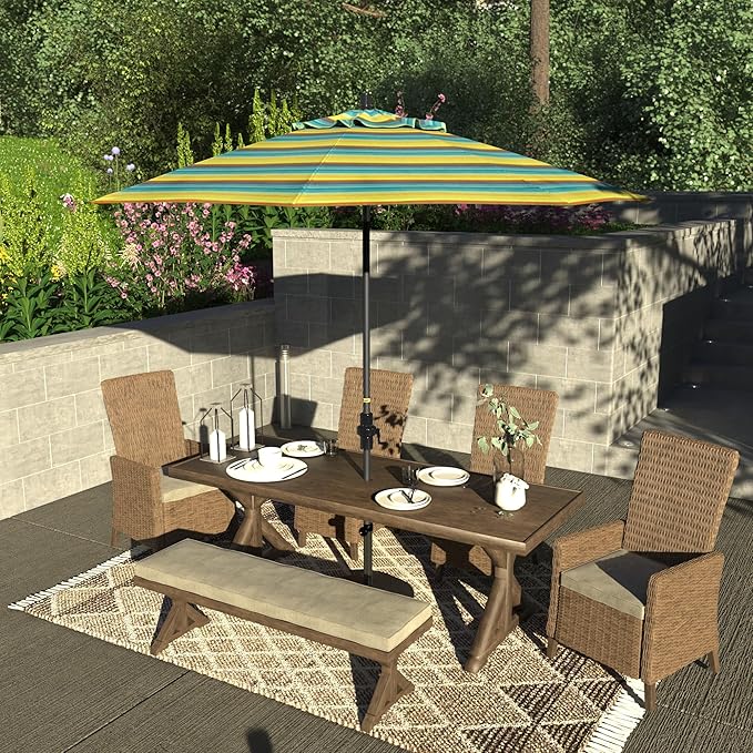 California Umbrella 9' Rd. Crank Lift, Collar Tilt, Aluminum Pole, Fiberglass Rib Patio Umbrella, Hammertone Grey Finish
