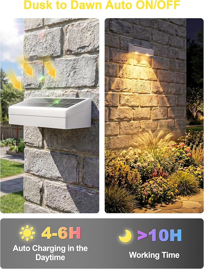 JOFIOS Solar Fence Lights Outdoor with Remote, 8 Pack, 9 Fixed Colors ＆ Color Changing Solar Lights Outdoor Waterproof IP65 Dusk-to-Dawn Vinyl Fence Lights for Patio, Railing, Pool, Porch, Backyard