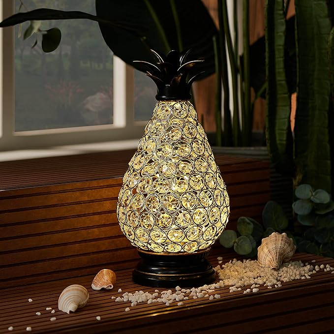 MOZEAL Extra Large Crystal Pineapple Lamp,13 in Lantern Decorative,IP44 Waterproof,6 Hours Timer,Battery Operated,As a Gift,for Farmhouse/Garden/Outdoor/Patio/Porch/Table/Backyard/Mantle Decor