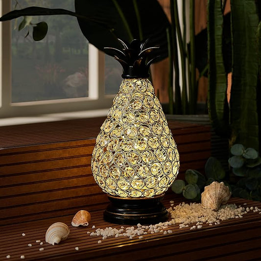 MOZEAL Extra Large Crystal Pineapple Lamp,13 in Lantern Decorative,IP44 Waterproof,6 Hours Timer,Battery Operated,As a Gift,for Farmhouse/Garden/Outdoor/Patio/Porch/Table/Backyard/Mantle Decor